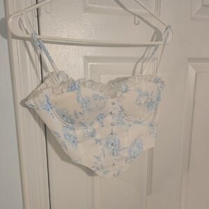 Cider Blue and White Lace Bra Intimates